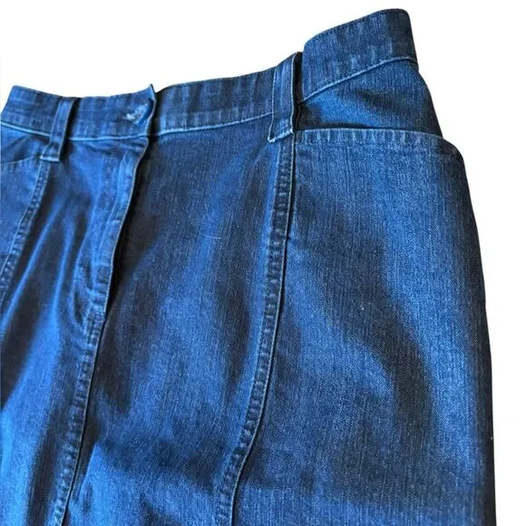 LL Bean Classic Fit Dark Wash Denim Jean Skirt Womens Size 10 Petite - Picture 4 of 9